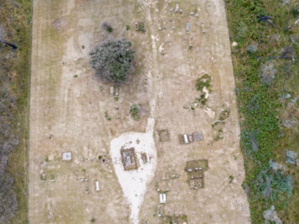 Aerial of the Hartley graveyard
